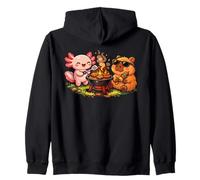 Divertido carpincho y Axolotl para Acampar, Barbacoa, Bonito Ambiente Veraniego, Comida Sudadera con Capucha
