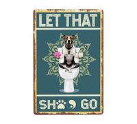 Divertido cartel retro con texto en inglés «Let That Sht Go» para decoración de pared, arte de pared para baño, baño, baño, hogar, bar, restaurante, cafetería, tienda, 8 x 12 pulgadas