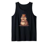 Divertido castor con corona construye un atuendo de risa Camiseta sin Mangas