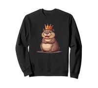 Divertido castor con corona construye un atuendo de risa Sudadera