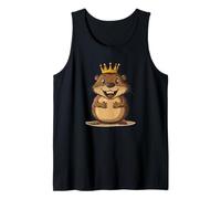 Divertido castor con corona gobierna el disfraz de la presa Camiseta sin Mangas