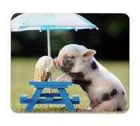 Divertido Cerdito Mascota, Un Lindo Cerdito Disfrutando De Un Helado En Una Mesa De Picnic. Alfombrilla Raton Base De Goma Alfombrillas De Mouse Bordes Cosidos Alfombrilla para Ratón 25X30Cm