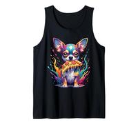 Divertido Chihuahua Comiendo Pizza Colorido Gráfico Pop Art Camiseta sin Mangas