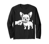 Divertido Chihuahua Mordida Dedo Dibujos Animados Pequeño Perro Humor Manga Larga