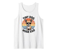 Divertido Chihuahua Tiny Dog Enorme Ego Jefe Actitud Camiseta sin Mangas