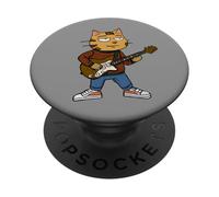Divertido Chill Gato Tocando Una Guitarra Chicos Meme Rock & Roll PopSockets PopGrip Adhesivo