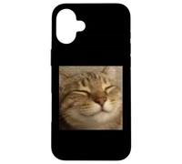 Divertido Chill Sleepy Cara De Gato Borroso Foto Meme Carcasa para iPhone 16 Plus