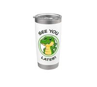 Divertido cocodrilo. ¡Nos vemos más tarde! Lindos y adorables animales kawaii Vaso térmico de acero inoxidable de doble pared