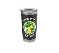Divertido cocodrilo. ¡Nos vemos más tarde! Lindos y adorables animales kawaii Vaso térmico de acero inoxidable de doble pared