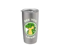 Divertido cocodrilo. ¡Nos vemos más tarde! Lindos y adorables animales kawaii Vaso térmico de acero inoxidable de doble pared