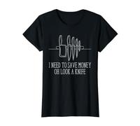 Divertido coleccionista de Cuchillos Humor Oh Mira un Cuchillo Camiseta gráfica económica, Mujer, Negro, S