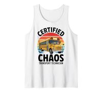 Divertido conductor de autobús escolar certificado caos transporte coche amarillo Camiseta sin Mangas