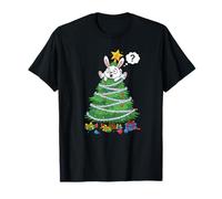 Divertido Conejo árbol de Navidad para niños y Mujeres Camiseta