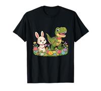 Divertido Conejo Caminando Dinosaurio T Rex con Flores Camiseta