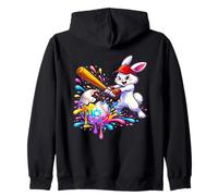 Divertido Conejo de Pascua Drip Bunny diversión de béisbol para la celebración de Pascua Sudadera con Capucha