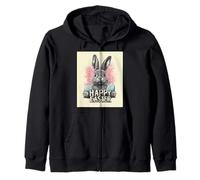 Divertido conejo de Pascua vintage retro huevos de Pascua diseño divertido Sudadera con Capucha
