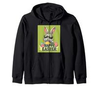 Divertido conejo de Pascua vintage retro huevos de Pascua diseño divertido Sudadera con Capucha