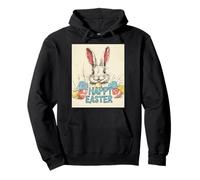 Divertido conejo de Pascua vintage retro huevos de Pascua diseño divertido Sudadera con Capucha