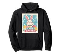 Divertido conejo de Pascua vintage retro huevos de Pascua diseño divertido Sudadera con Capucha