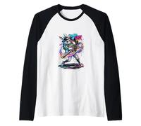 Divertido Conejo goteando Conejo de béisbol Pascua Camiseta Manga Raglan