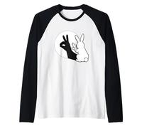 Divertido Conejo Sombra de Mano marioneta Pop Art Camiseta Manga Raglan