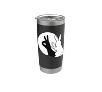 Divertido conejo sombra de mano marioneta Pop Art Vaso térmico de acero inoxidable de doble pared