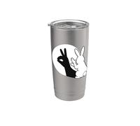 Divertido conejo sombra de mano marioneta Pop Art Vaso térmico de acero inoxidable de doble pared