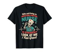 Divertido Control de Infecciones Enfermera Esqueleto Estudiante Camiseta