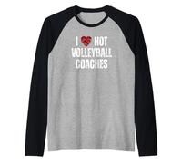 Divertido corazón Rojo de I Love Hot Volleyball Coach Camiseta Manga Raglan