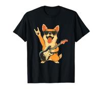 Divertido Corgi Dog Lover Rock Music Graphic Juguetón Vibrante Camiseta