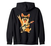 Divertido Corgi Dog Lover Rock Music Graphic Juguetón Vibrante Sudadera con Capucha