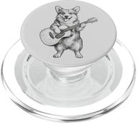 Divertido Corgi Perro Tocando Guitarra Acústica Boceto Mú PopSockets PopGrip para MagSafe