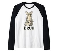 Divertido Corgi Tocando Saxofón Meme Perro Bruh Jazz Música Camiseta Manga Raglan