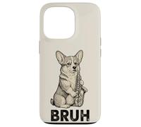 Divertido Corgi Tocando Saxofón Meme Perro Bruh Jazz Música Carcasa para iPhone 13 Pro