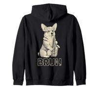 Divertido Corgi Tocando Saxofón Meme Perro Bruh Jazz Música Sudadera con Capucha