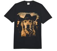 Divertido Cowboy Golden Retriever Fumando Cigarrillo Perro Meme Comfort Colors Adult Heavyweight T-Shirt