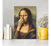 Divertido cuadro de la Mona Lisa en lienzo para el baño, ideal para decorar paredes Impresiones en lienzo, pósteres, arte mural para el hogar, perfecto para la sala de estar (61 x 76 cm