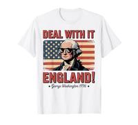 Divertido Cuatro de Julio George Washington TRATA CON ESO Inglaterra Camiseta