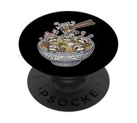 Divertido Cuenco de Ramen de Mapache Lindo gráfico de Anime de Mapache Kawaii PopSockets PopGrip Adhesivo
