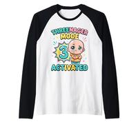 Divertido cumpleaños de 3 años Camiseta Manga Raglan