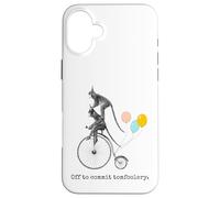 Divertido cumpleaños de mono "Off to Commit Tomfoolery" Arte vintage Carcasa para iPhone 16 Plus