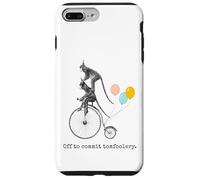 Divertido cumpleaños de mono "Off to Commit Tomfoolery" Arte vintage Carcasa para iPhone 7 Plus/8 Plus