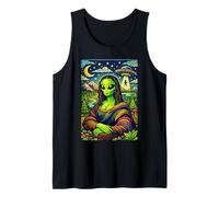 Divertido Da Vinci Monalisa Alien OVNI Abduction Trippy Art Camiseta sin Mangas