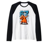 Divertido Dabbing Capybara Capy Seis Siete Meme Roedores Amantes Camiseta Manga Raglan