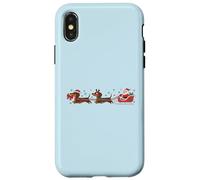 Divertido Dachshund Santa Delivery Crew Humor navideño Carcasa para iPhone X/XS
