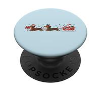 Divertido Dachshund Santa Delivery Crew Humor navideño PopSockets PopGrip Adhesivo