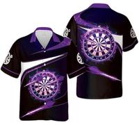 Divertido Dart Camisa de Botones Mujeres Hombres Diana de Dardos Impresión 3D Camisa Hawaiana Cuello de Solapa Playa Vacaciones Camisa de Bolos