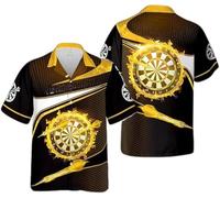 Divertido Dart Camisa de Botones Mujeres Hombres Diana de Dardos Impresión 3D Camisa Hawaiana Cuello de Solapa Playa Vacaciones Camisa de Bolos