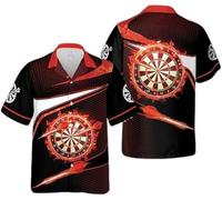 Divertido Dart Camisa de Botones Mujeres Hombres Diana de Dardos Impresión 3D Camisa Hawaiana Cuello de Solapa Playa Vacaciones Camisa de Bolos