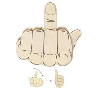 Divertido dedo de honor automático, broche de dedo de madera hecho a mano, alfiler de dedo de honor plegable, alfileres de expresión de humor interactivos, alfiler emocional, Madera